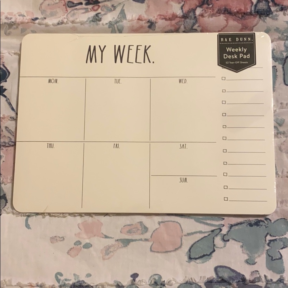 NWT RAE DUNN Weekly Desk Pad - 52 rear off sheets